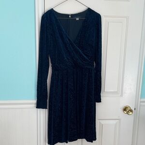Tommy Hilfiger Navy Paisley Long Sleeve Dress